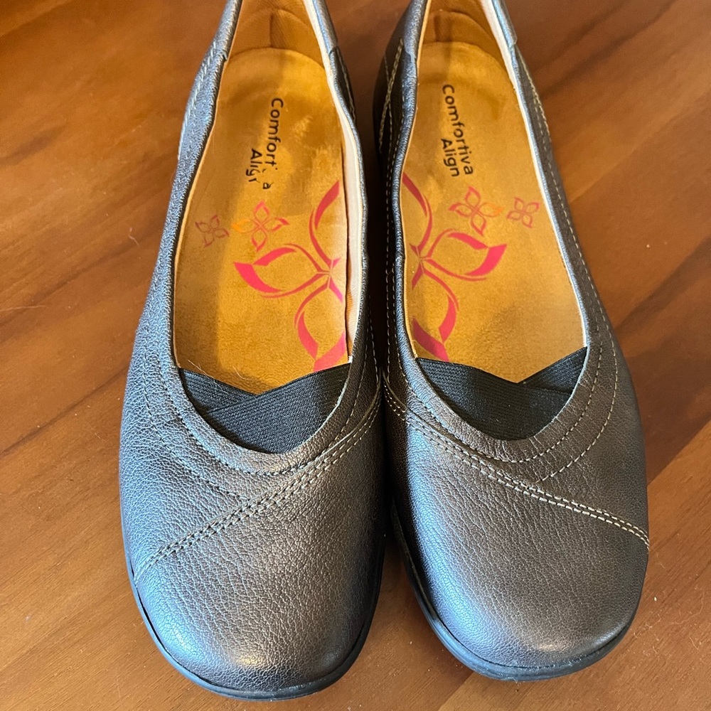 Comfortiva Align Charcoal Leather comfort slip on shoes